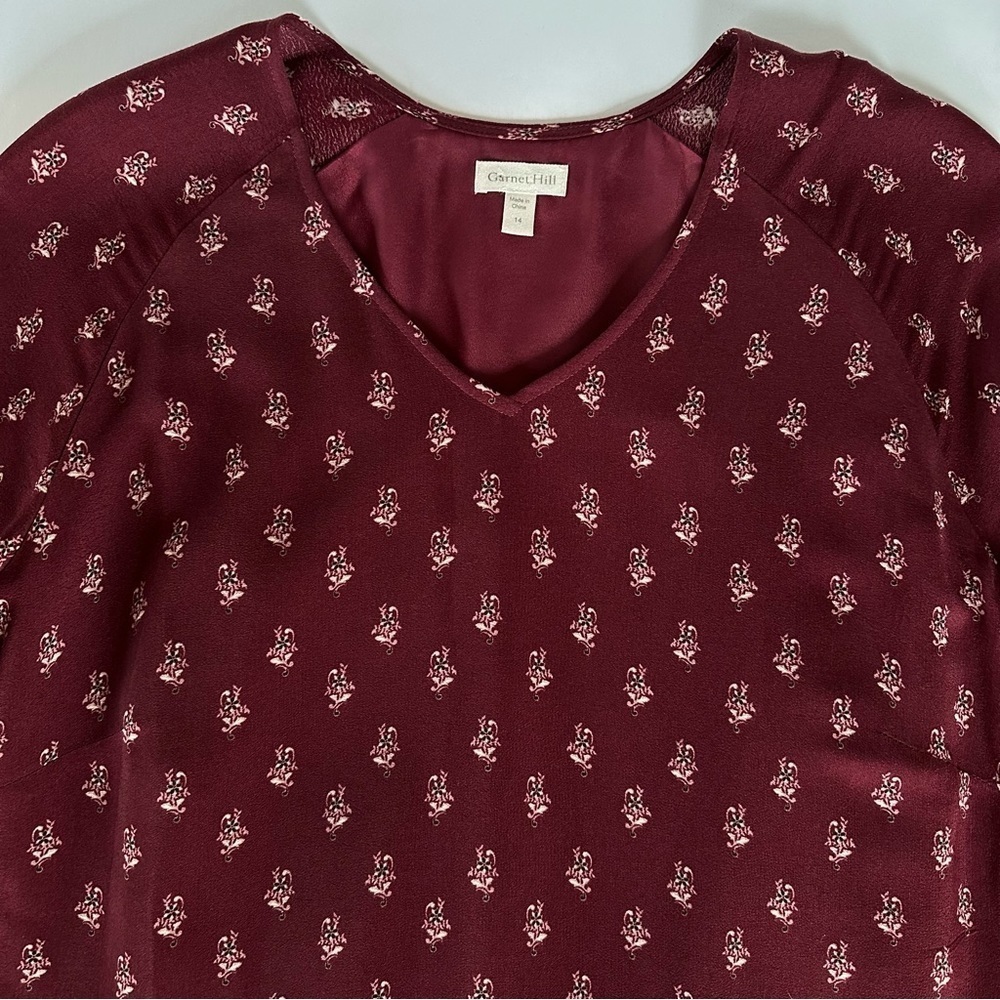 Garnet Hill Maroon Midi Dress with Cream Accents - Picture 13 of 15